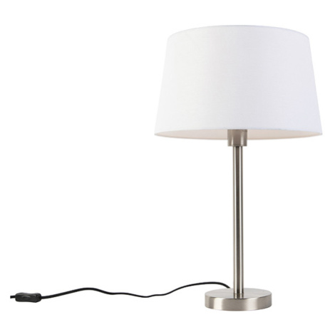 Moderná stolová lampa oceľová s bielym tienidlom 32 cm - Simplo QAZQA