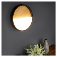 Nástenné svietidlo Vista LED, svetlé drevo/čierna, Ø 30 cm