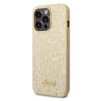 Kryt na Apple iPhone 14 Pro Max Guess Glitter Flakes Metal Logo GUHCP14XHGGSHD zlaté