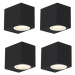 Sada 4 ks moderných nástenných svietidiel čierna IP44 - Baleno I