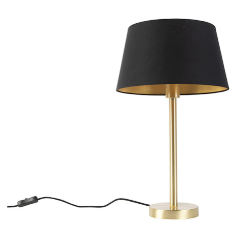 Klasická stolná lampa mosadz s čiernym tienidlom 32 cm - Simplo QAZQA