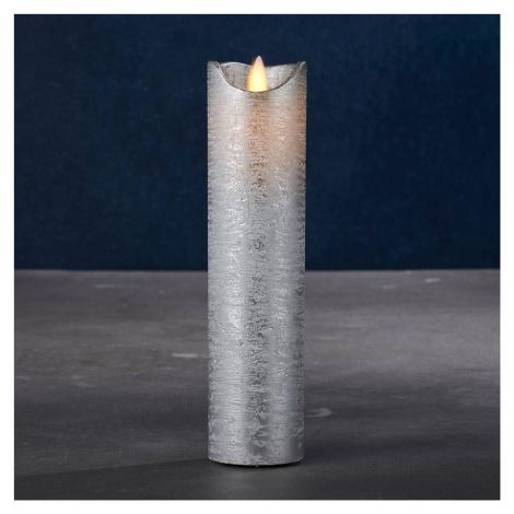 LED sviečka Sara Exclusive, strieborná, Ø 5cm, výška 20cm SIRIUS