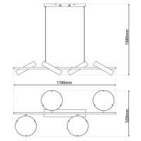 Závesné LED svietidlo Tessa čierno/béžové 110 cm Touchdim CCT 4-svetelné.