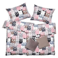 SCANquilt obliečky KLASIK DESIGN multi cats sivo-ružové