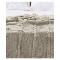 Béžová bavlnená prikrývka na dvojlôžko 200x220 cm Trenza - Oyo Concept