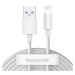 Dátový kábel Baseus Wisdom USB-A  - Lightning 1,5m 2.4A biely (2ks)