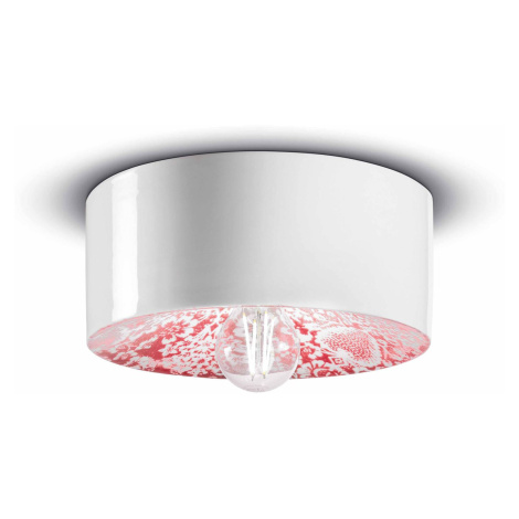 PI stropné svietidlo, kvetinový vzor Ø 25 cm červená/biela Ferro Luce