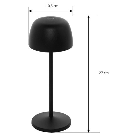 Nabíjateľná stolová lampa Lindby LED Arietty, čierna, sada 3 ks