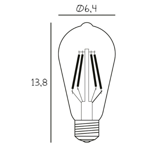 Vintage LED žiarovka, E27, 3,5 W, 2 200 K, číra, stmievateľná