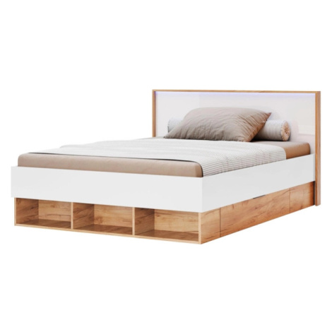 Dětská postel Asti Junior s úložným prostorem a roštem bílá/dub kraft
