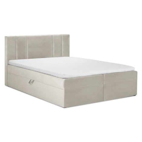 Béžová zamatová dvojlôžková posteľ Mazzini Beds Afra, 160 x 200 cm Mazzini Sofas