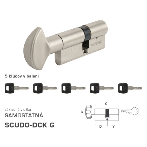 AGB - Vložka SCUDO DCK S G obojstranná cylindrická vložka 40+30 mm + 5x kľúč