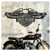 Drevený obraz - Logo Harley Davidson, Čierna