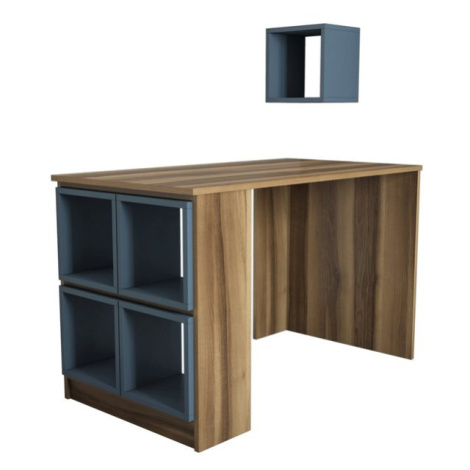Sconto Písací stôl BOX orech/modrá Houseland