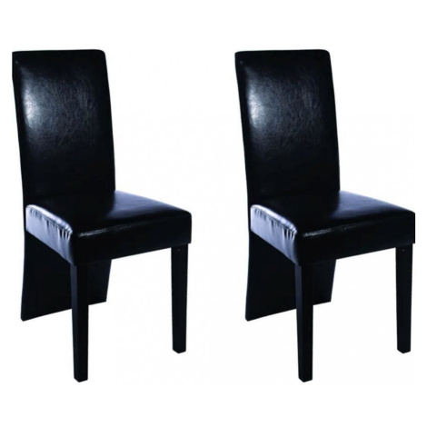 Jedálenská stolička 2 ks umelá koža / drevo Dekorhome Čierna,Jedálenská stolička 2 ks umelá koža vidaXL