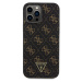 Guess PU Leather 4G Triangle Metal Logo Zadný Kryt pre iPhone 13 Pro Max Black