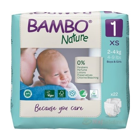 BAMBO 1 (2-4 kg) detské plienky priedušné 22 ks