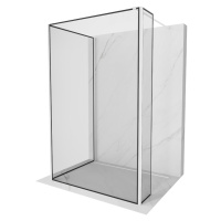 Mexen Kioto, 3-stenová sprchová zástena Walk-In 130 x 110 x 30 cm, 8mm číre sklo čierny vzor, bi