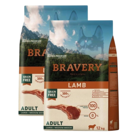 Bravery Dog Large/Medium Adult Lamb - 2 x 12kg