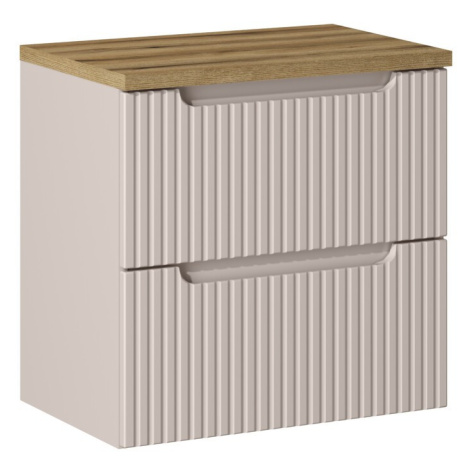 Závěsná skříňka Nova Cashmere II s deskou 60 cm kašmírová/dub evoke Comad