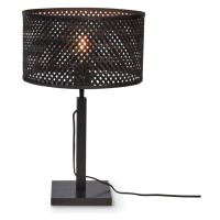 Čierna stolová lampa s bambusovým tienidlom (výška 38 cm) Java – Good&Mojo