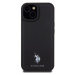 U.S. Polo PU Leather Mesh Pattern Double Horse Zadný Kryt pre iPhone 15 Black