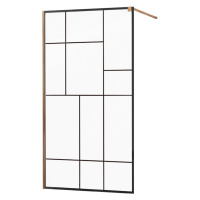 MEXEN/S - KIOTO Sprchová zástena WALK-IN 110x200 cm 8 mm, ružové zlato, čierny vzor 2 800-110-10