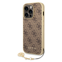 Plastové puzdro Guess na Apple iPhone 14 Pro GUHCP14LGF4GBR 4G Charms hnedé