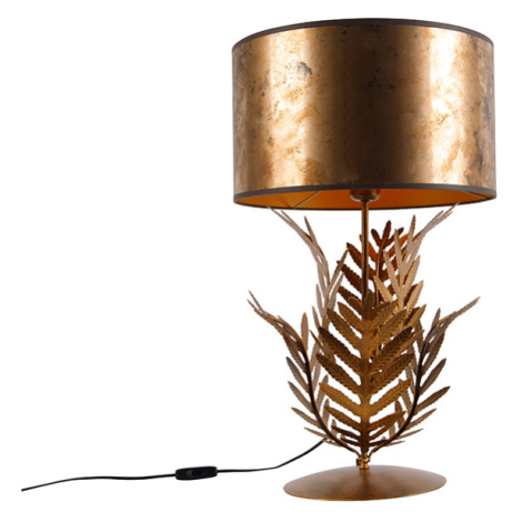 Vintage stolná lampa zlatá s bronzovým tienidlom - Botanica QAZQA