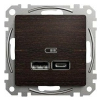 Dvojitá USB A+C nabíjacka 2.4A, Wenge, Sedna Design (Schneider)