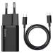 Baseus Nabíjací adaptér TZCCSUP-L01 USB-C 25W + USB-C kábel 1m, Čierny