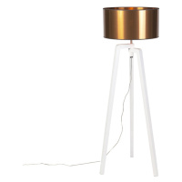 Dizajnová stojaca lampa biela s medeným tienidlom 50 cm - Puros