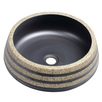 PRIORI keramické umývadlo, priemer 41cm, 15cm, čierna / kameň PI021