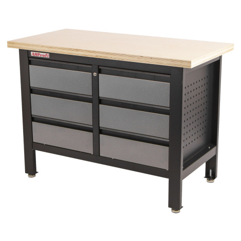 Dielenský ponk s drevenou pracovnou doskou, 6 zásuviek - TSK5406-LS AHProfi