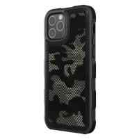 Apple iPhone 12 / 12 Pro, silikónový rám, plastový chrbát, maskovací vzor, Nillkin Camo, čierna