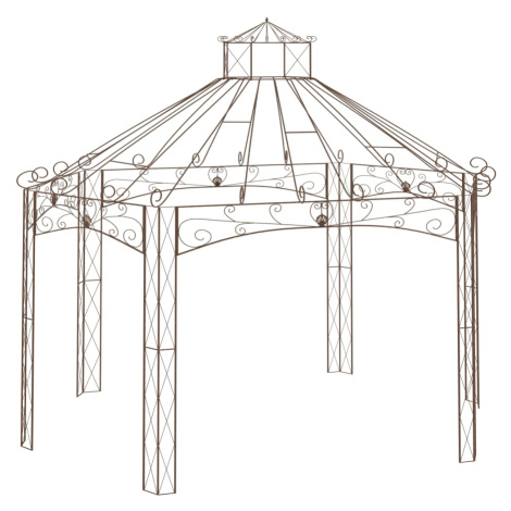 vidaXL Záhradný prístrešok starožitný hnedý 558x350x408 cm železný