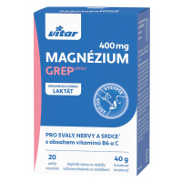 VITAR Magnézium 400 mg + vitamín B6 + vitamín C príchuť grep 20 sáčkov