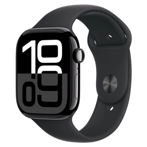 Apple Watch Series 10 42mm Klavírno čierny hliník s čiernym športovým remienkom S/M