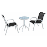 Záhradný bistro set 3 ks kov / textilen Dekorhome Černá / šedá