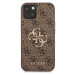 Plastové puzdro Guess na Apple iPhone 13 GUHCP13M4GMGBR 4G Metal Logo hnedé