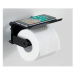 Čierny nástenný držiak na toaletný papier s podložkou na mobil Wenko Classic Plus