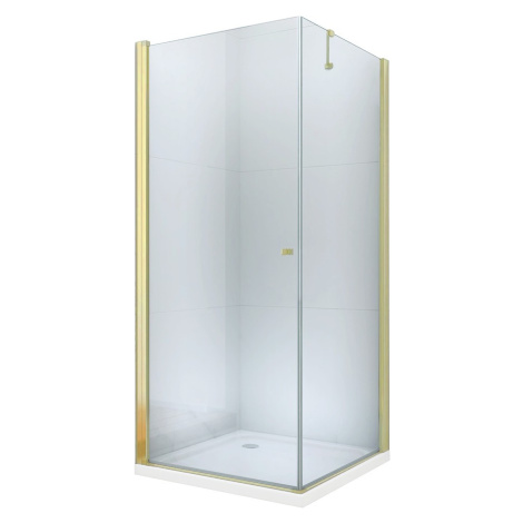 MEXEN/S - Pretoria otvárací sprchovací kút 80x90, sklo transparent, zlatý + vanička 852-080-090-