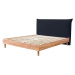 Tmavomodrá/prírodná dvojlôžková posteľ s roštom 160x200 cm Charlie – Bobochic Paris