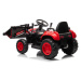 mamido Detský elektrický traktor s radlicou a prívesom červený