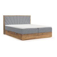 Boxspring posteľ s úložným priestorom v sivo-prírodnej farbe 180x200 cm Asahi – Maison de Rêve