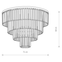 Stropné svietidlo Cristal, transparentné/čierne, Ø 71 cm