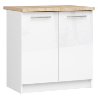 Kuchyňská skříňka Olivie S 80 cm 2D bílá/bílý lesk/dub sonoma