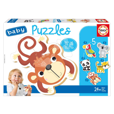 Baby puzzle Exotické zvieratká Educa 5-obrázkové od 24 mes
