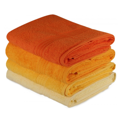 Sada 4 ks ručníků Rainbow 70x140 cm žlutá
