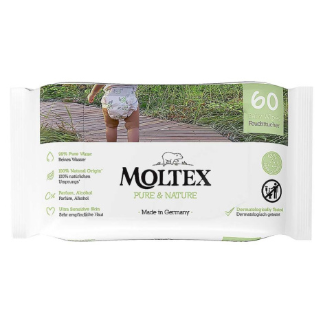 MOLTEX Pure & Nature EKO vlhčené obrúsky na báze vody 60 ks